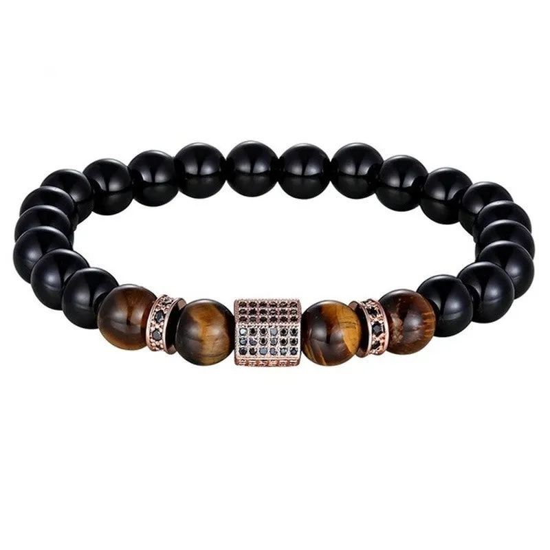 Hexagonal Copper Inlaid Zircon Elastic Bracelet
