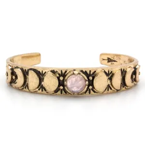 Hiouchi Moon Phases Cuff Bracelet | Rose Quartz | Gold