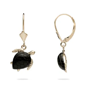 Honu Black Coral Earrings in Gold - 12mm