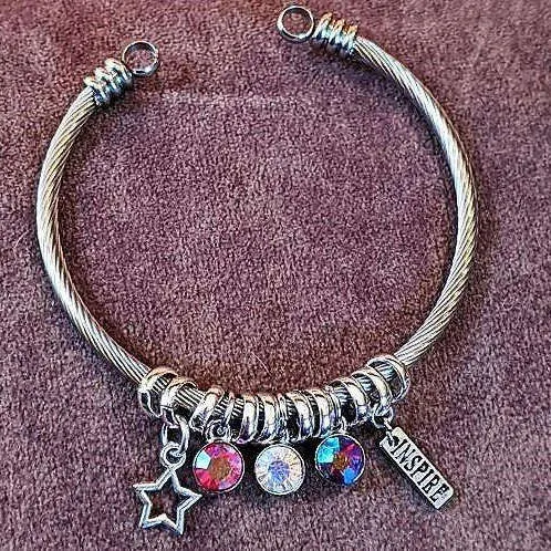 Inspire - Crystal Dangle Euro Cuff Bangle