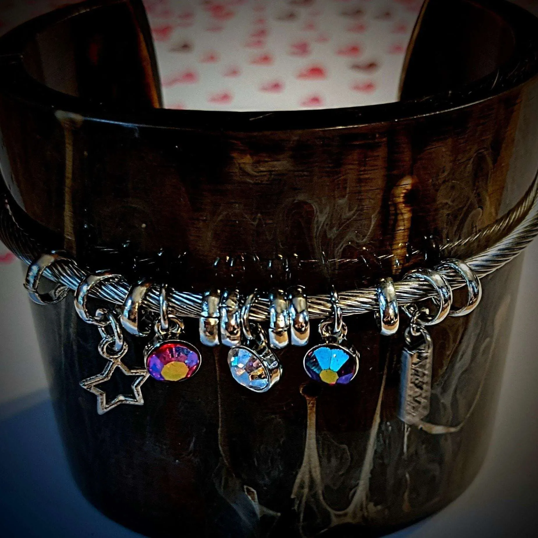 Inspire - Crystal Dangle Euro Cuff Bangle
