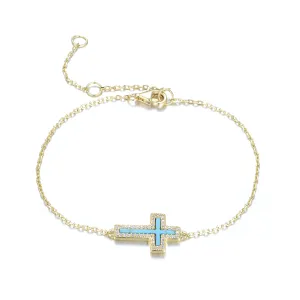 ISABELLA TURQUOISE CROSS GOLD BRACELET