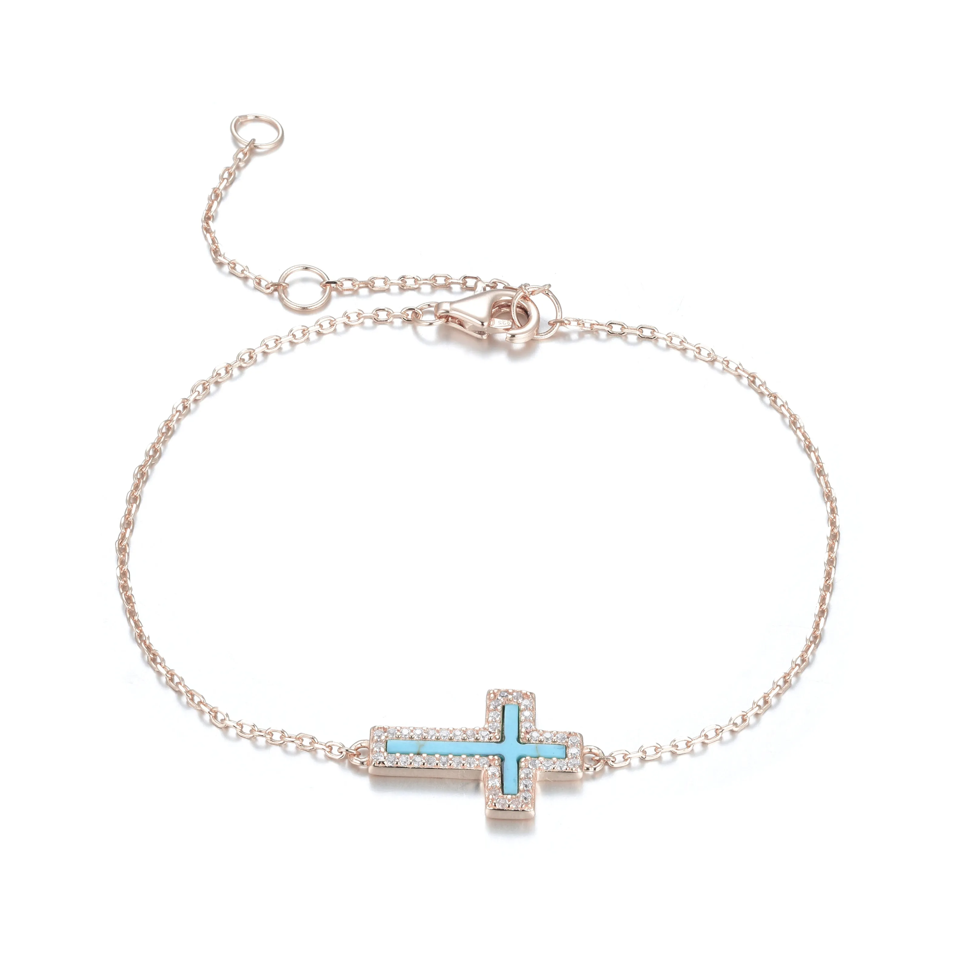 ISABELLA TURQUOISE CROSS ROSE GOLD BRACELET