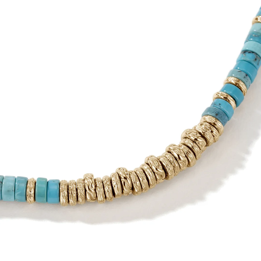 John Hardy Heishi 14K Yellow Gold Bracelet with Turquoise