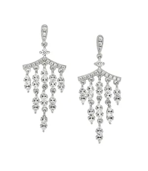 Kelly Waters Platinum Plated Sterling Silver CZ Chandelier Earrings (SI3338)