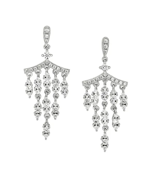 Kelly Waters Platinum Plated Sterling Silver CZ Chandelier Earrings (SI3338)