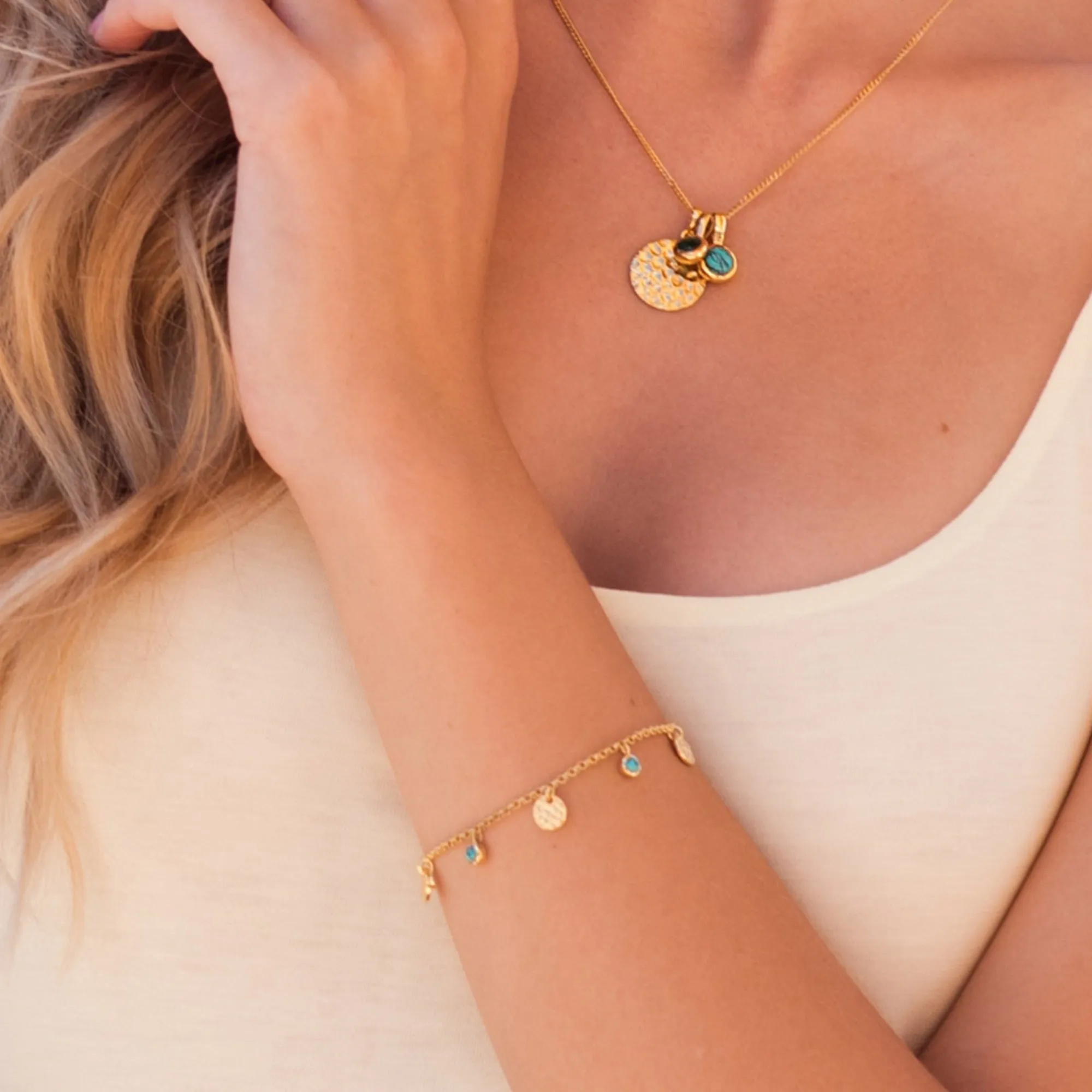 Lakshmi Bracelet – Gold Turquoise