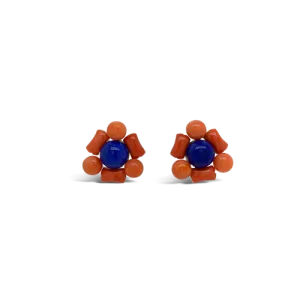 Lapis & Coral Estate Earrings