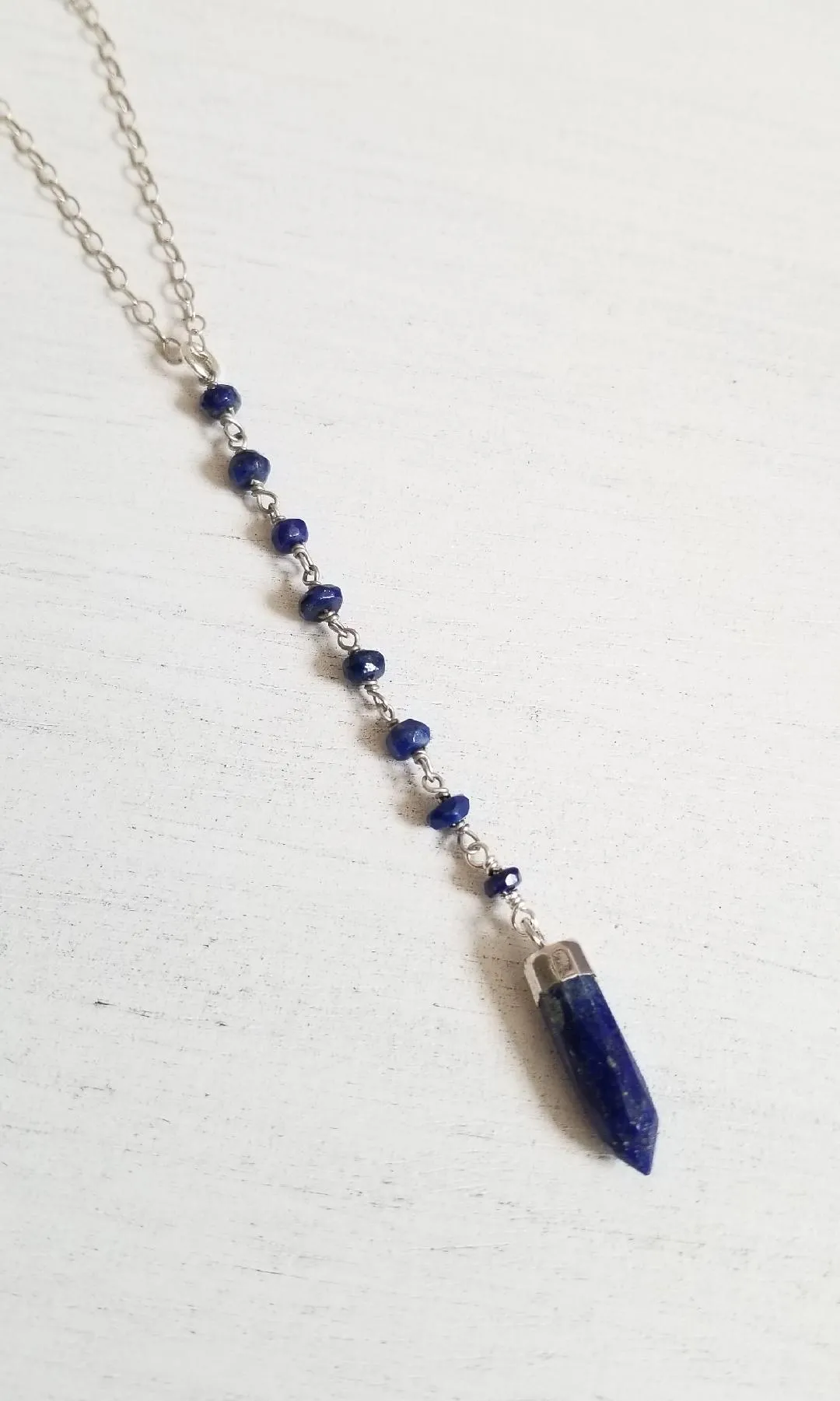 Lapis Lazuli Y Style Necklace, Bohemian Style Stone Jewelry