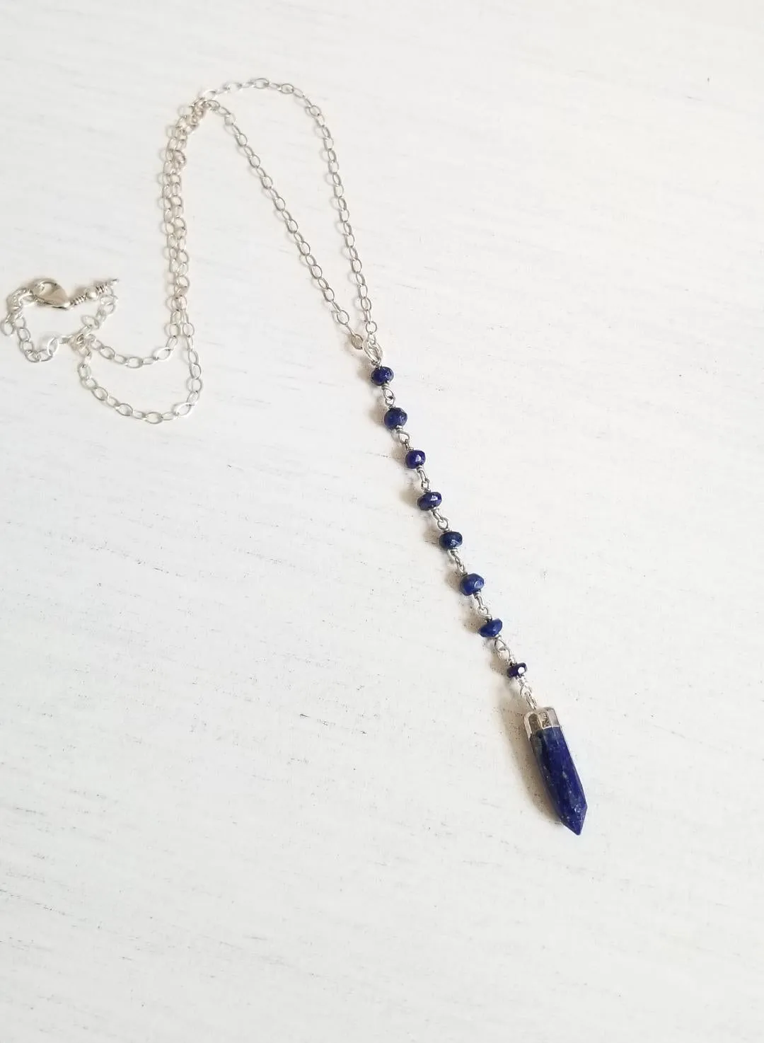 Lapis Lazuli Y Style Necklace, Bohemian Style Stone Jewelry