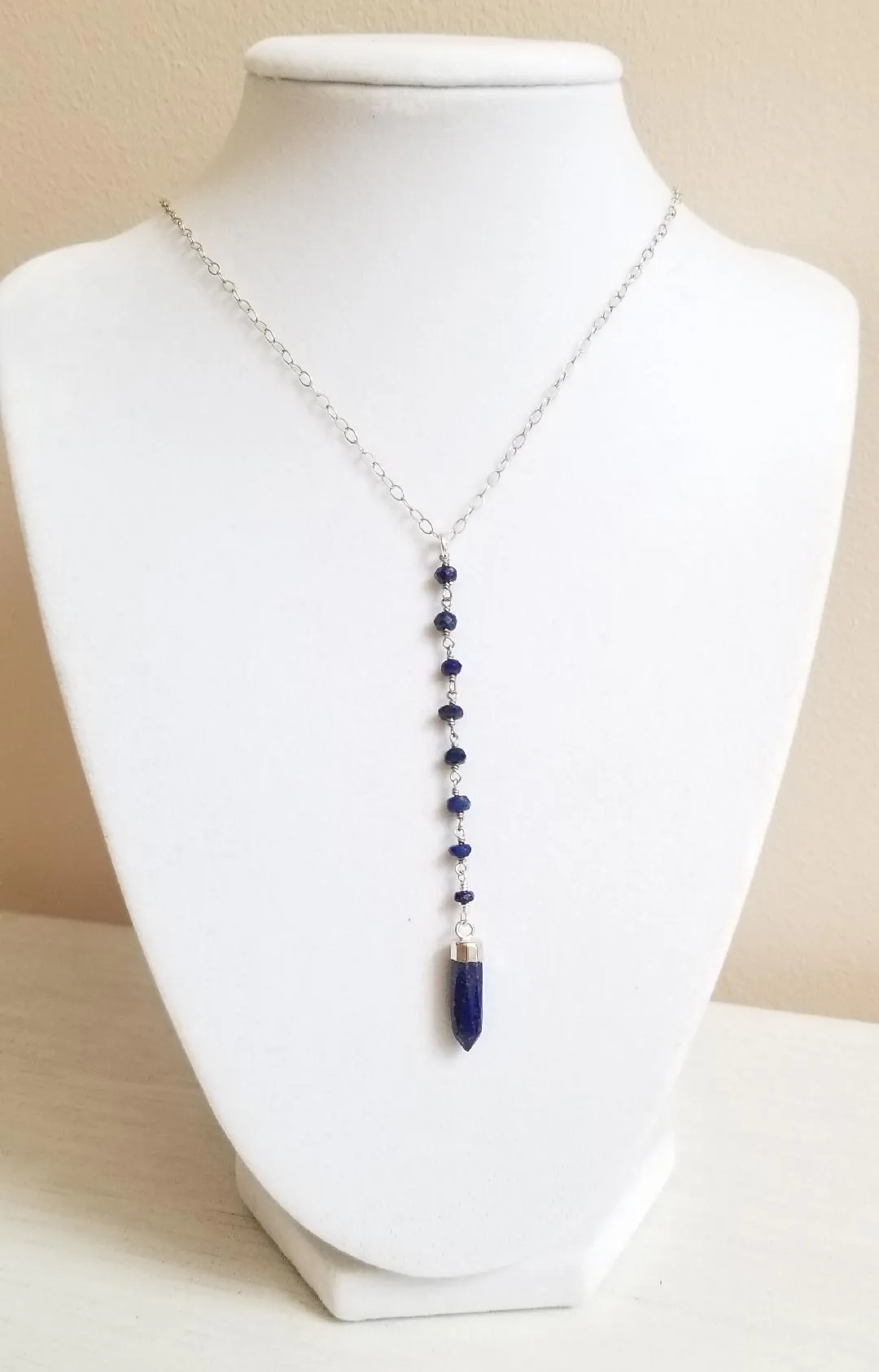 Lapis Lazuli Y Style Necklace, Bohemian Style Stone Jewelry
