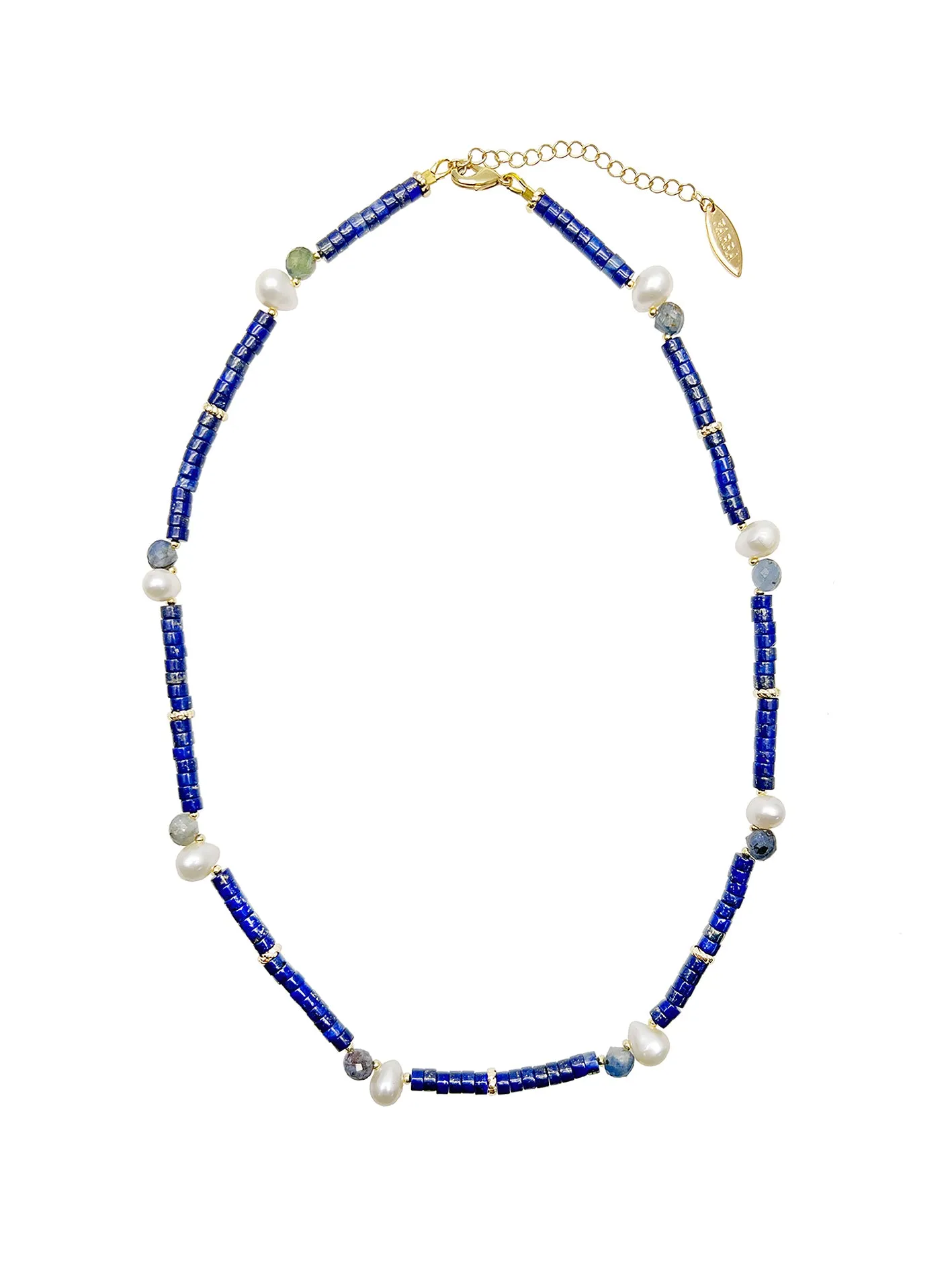 Lapis with Teardrop Pearls Dainty Necklace JN030