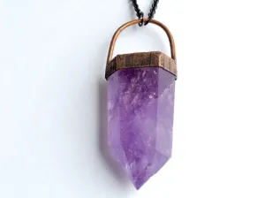 Large Amethyst crystal necklace | Amethyst statement necklace