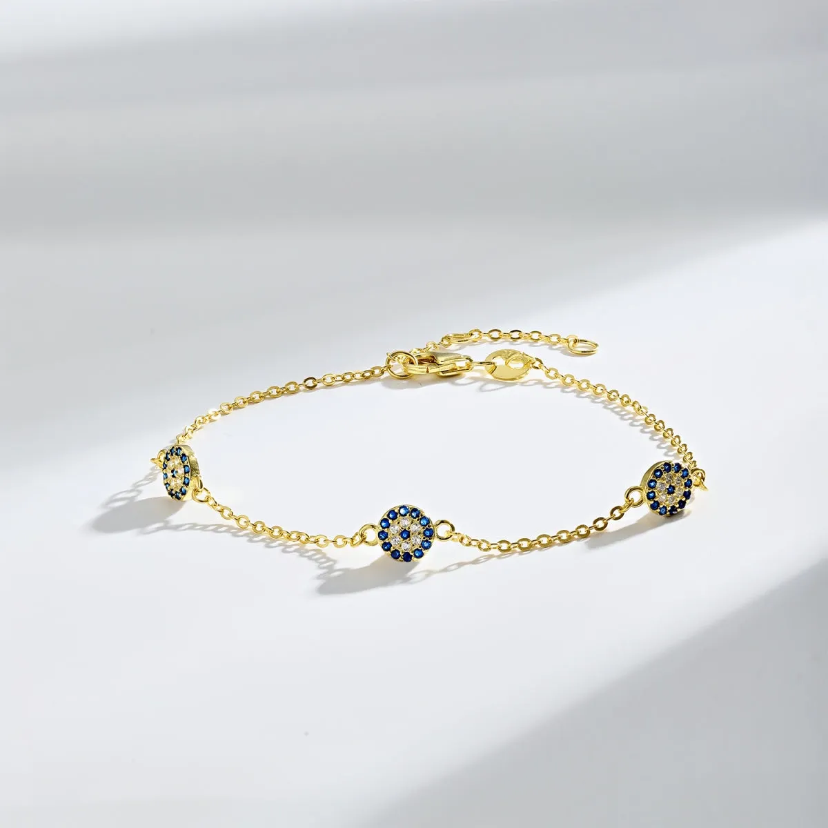 Lola Trio Disc Evil Eye Bracelet - Gold