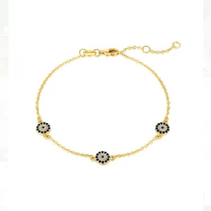 Lola Trio Disc Evil Eye Bracelet - Gold