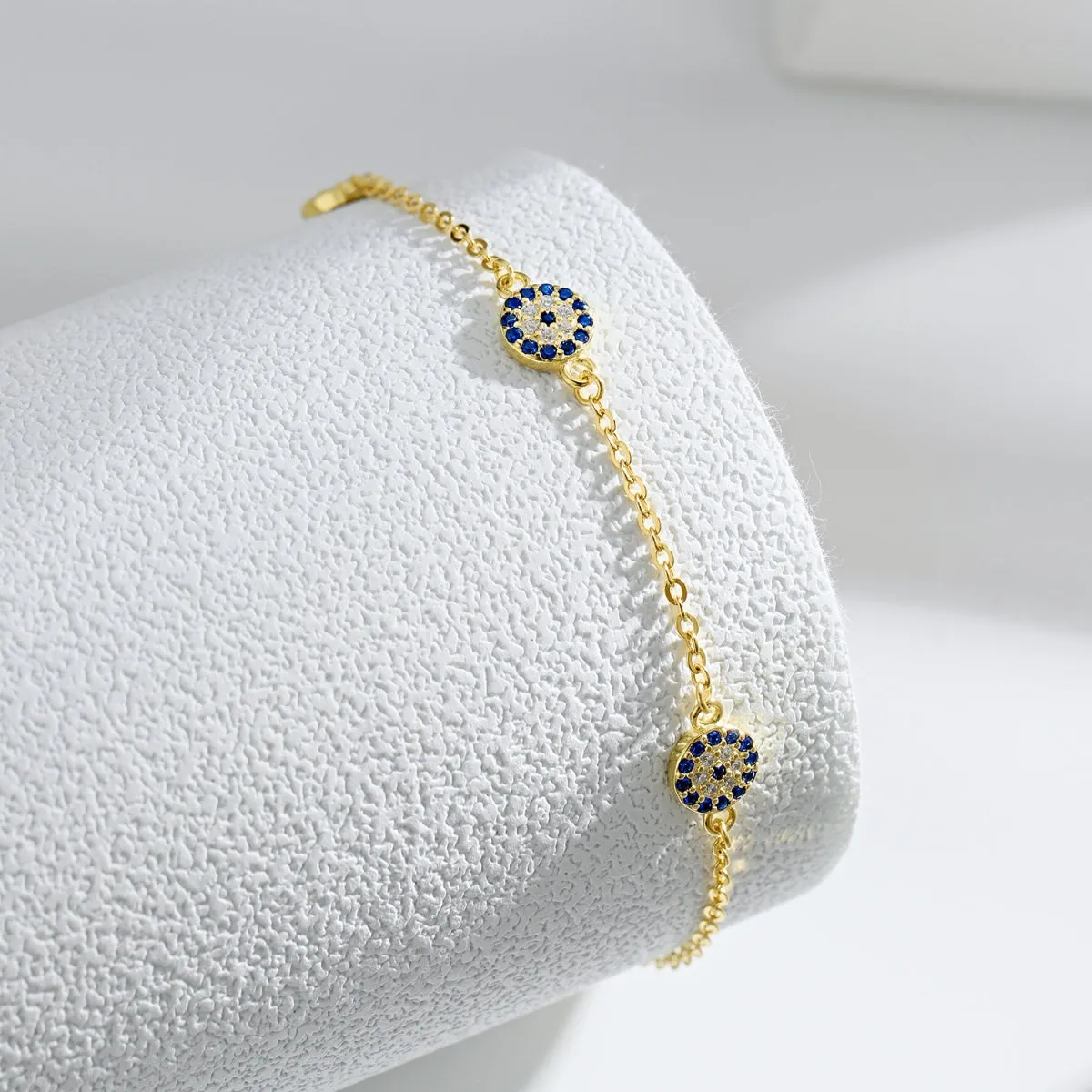 Lola Trio Disc Evil Eye Bracelet - Gold