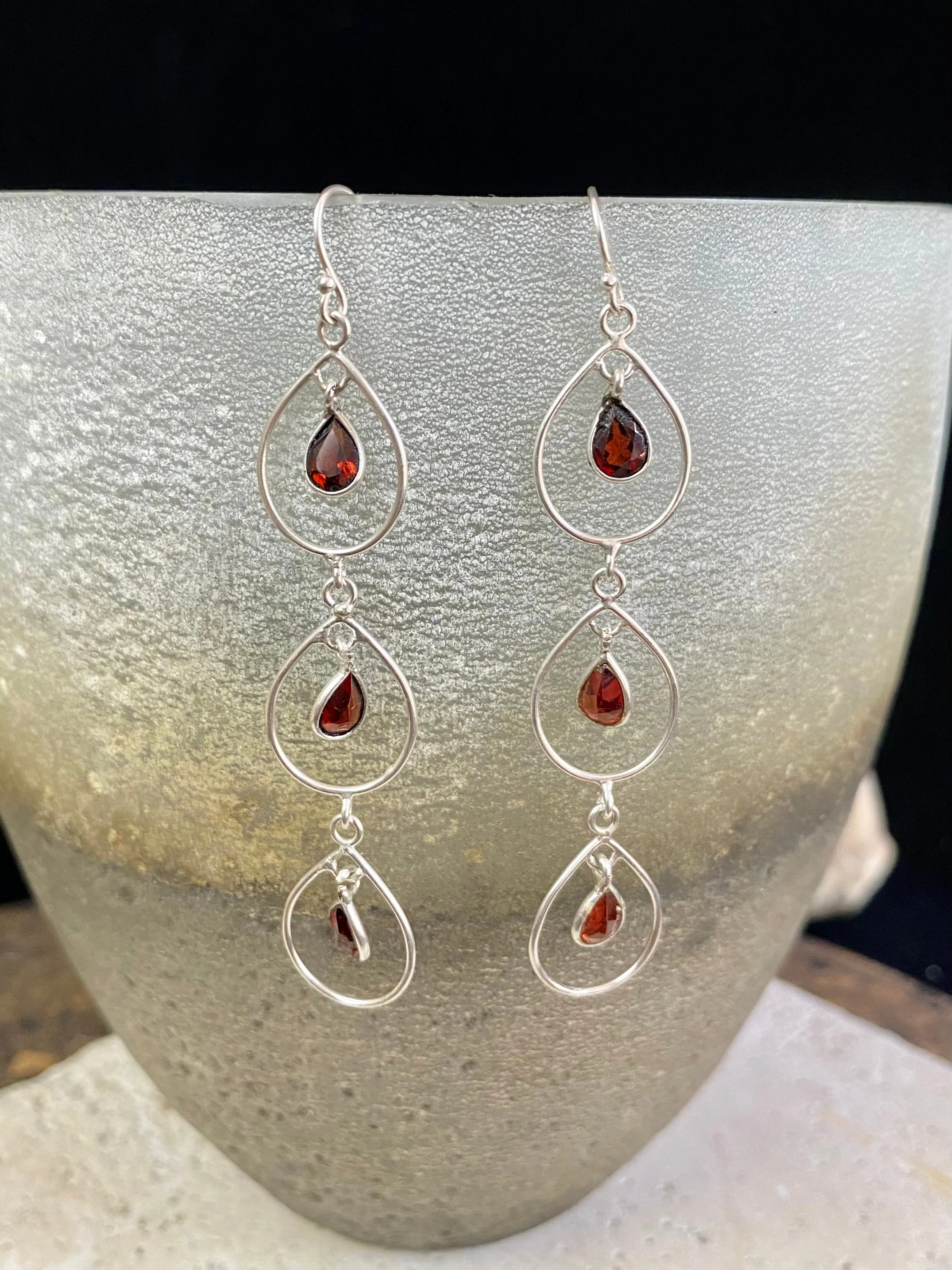 Long Garnet Earrings