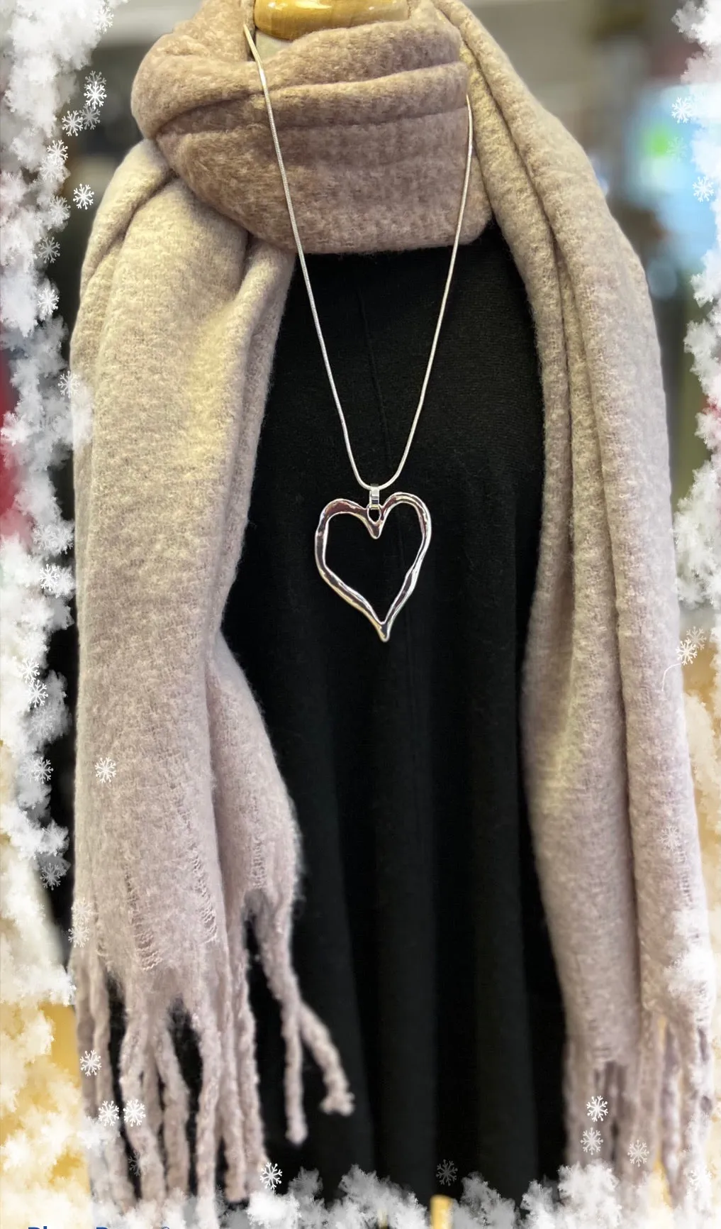 Long silver heart necklace