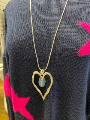 Long silver heart necklace