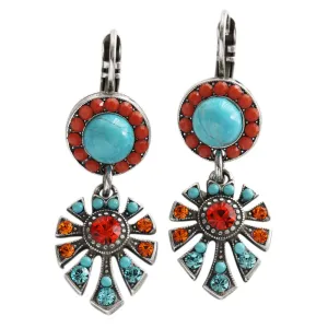Mariana "Serengeti" Silver Plated Monstera Leaf Dangle Crystal Earrings, 1514/3 M1079