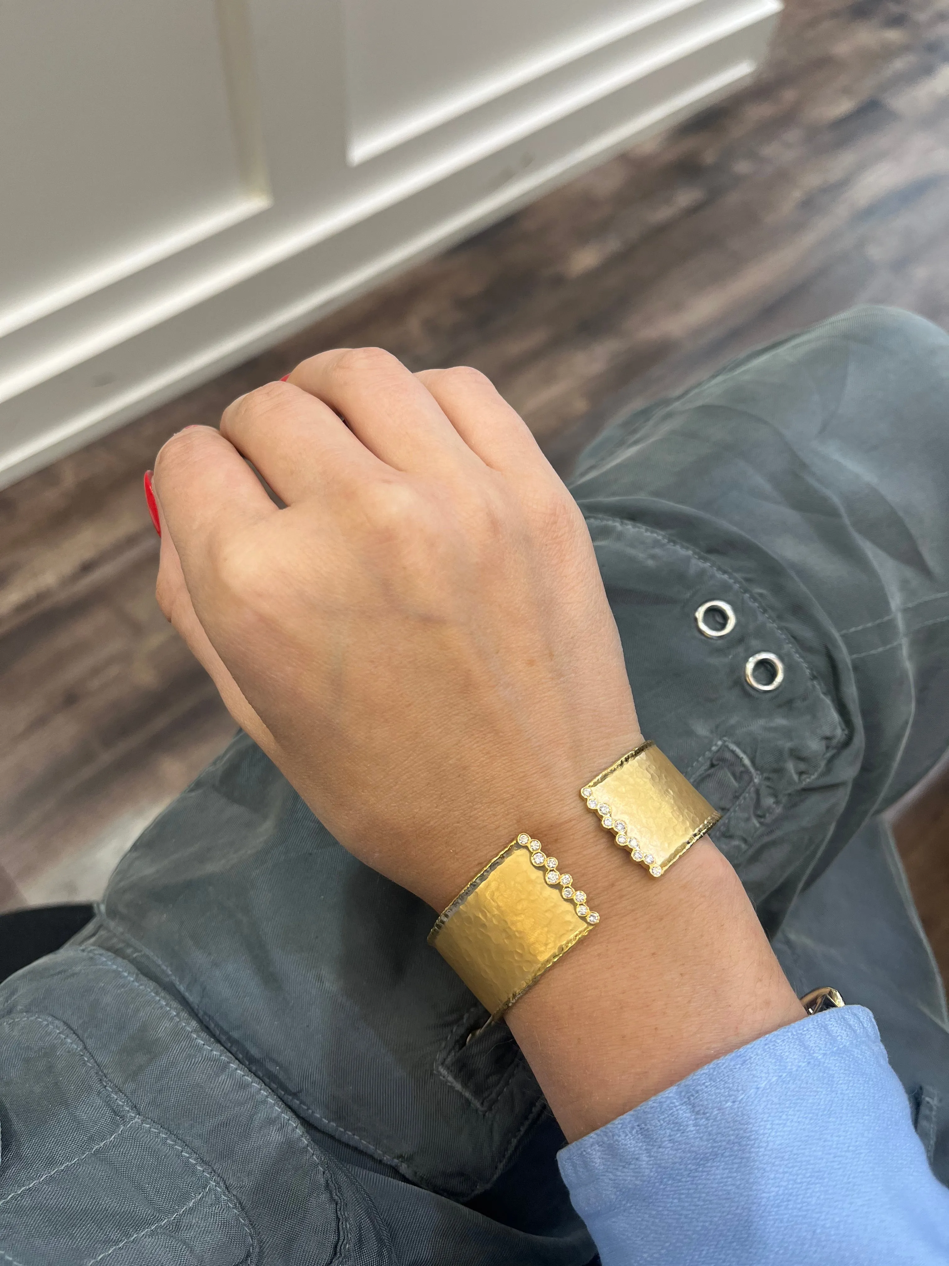Marika Wide Satin Finish Diamond Cuff Bracelet