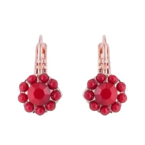Medium Flower Leverback Earrings in "Red Coral" *Custom*