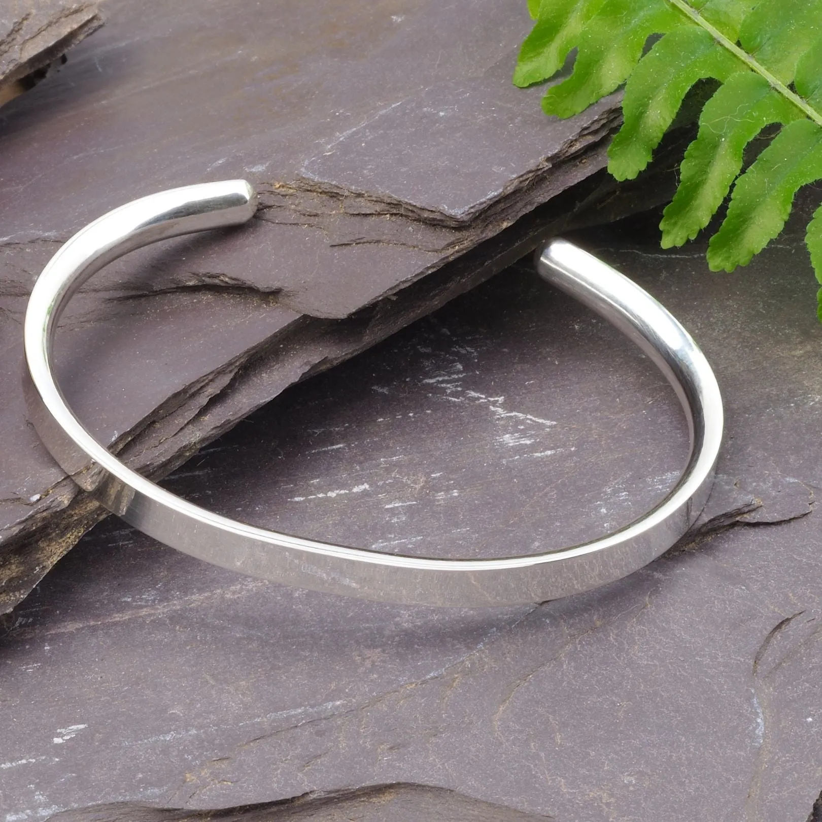 Men's 6mm Slim Silver Cuff Bracelet