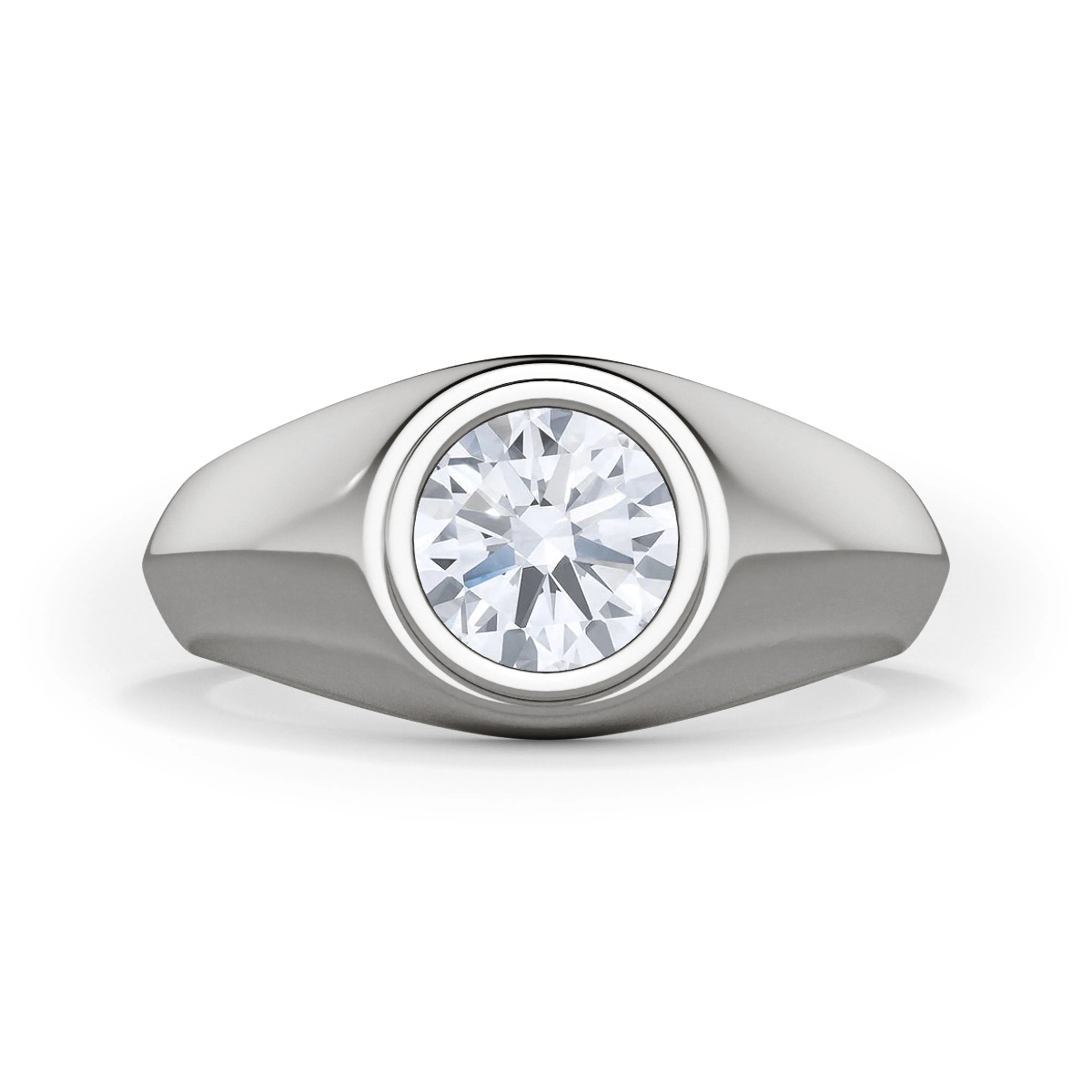 Men's Round Brilliant Diamond Signet Ring
