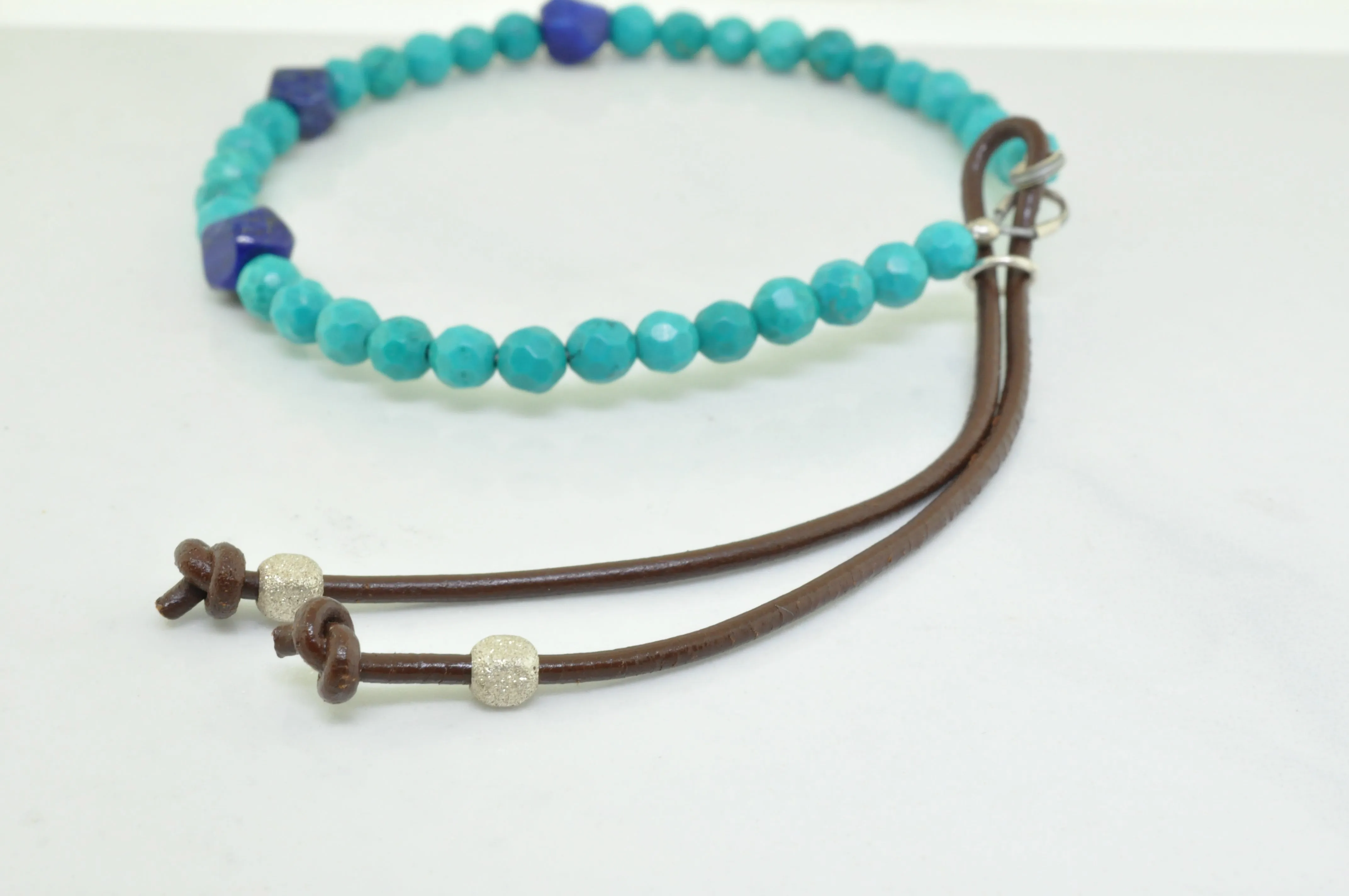 Men's Turquoise and Lapis Beaded Bracelet