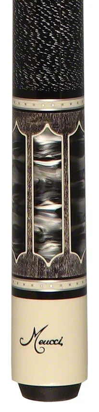 Meucci 2020 Gray - Black Pearl - Black/White Wrap Pool Cue with Pro Shaft - 2020GYBKBKWHP