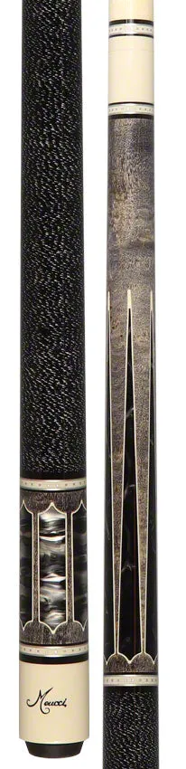 Meucci 2020 Gray - Black Pearl - Black/White Wrap Pool Cue with Pro Shaft - 2020GYBKBKWHP