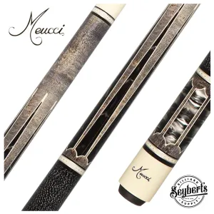 Meucci 2020 Gray - Black Pearl - Black/White Wrap Pool Cue with Pro Shaft - 2020GYBKBKWHP