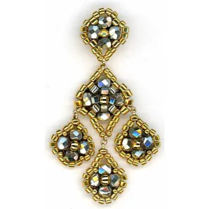 Miguel Ases  3 Diamond Shape Drop  Pyrite & Yellow  Gold Mini Chandelier