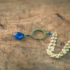 Mind Body and Spirit Necklace: Lapis, Pyrite and Sapphire