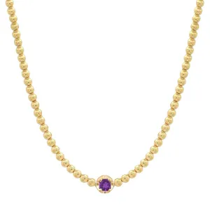 Mini Bezel Tennis Necklace with Illusion Set Amethyst Accent