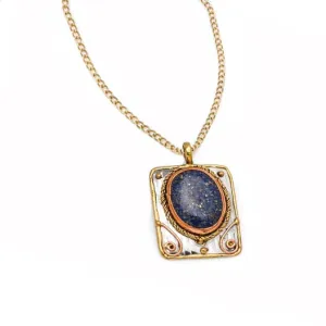 Mixed Metal and Lapis Lazuli Stone Necklace