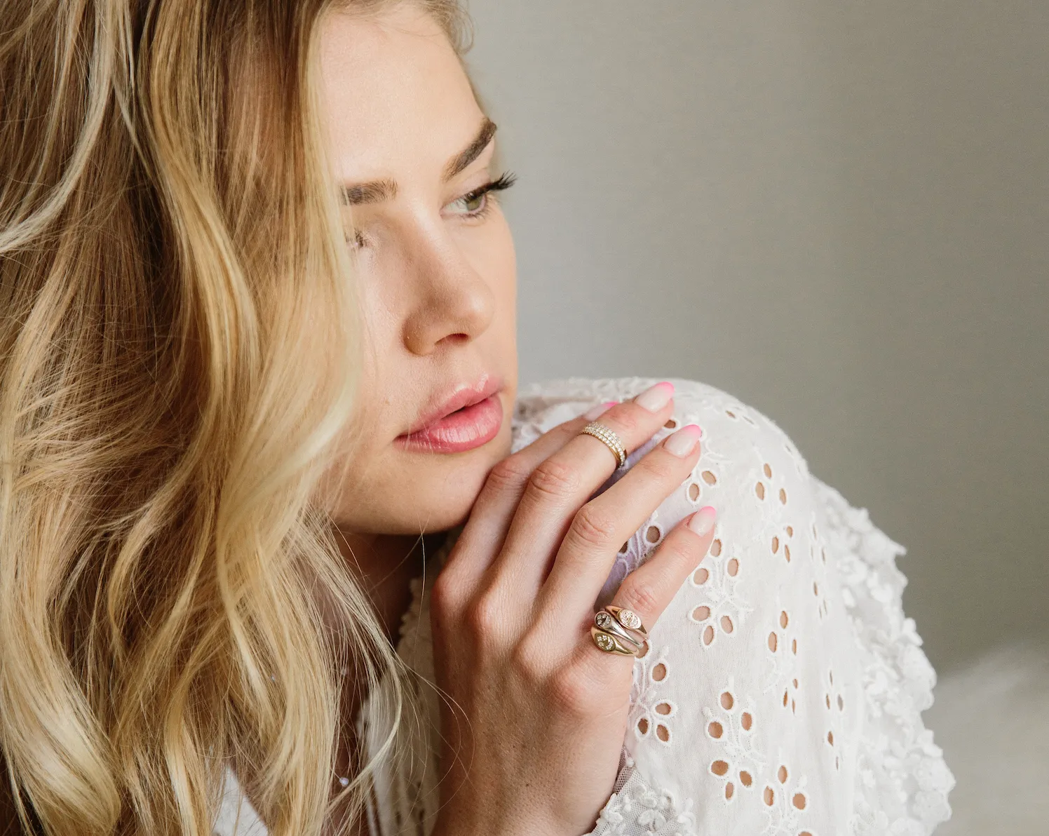 Moon & Star Diamond Signet Ring