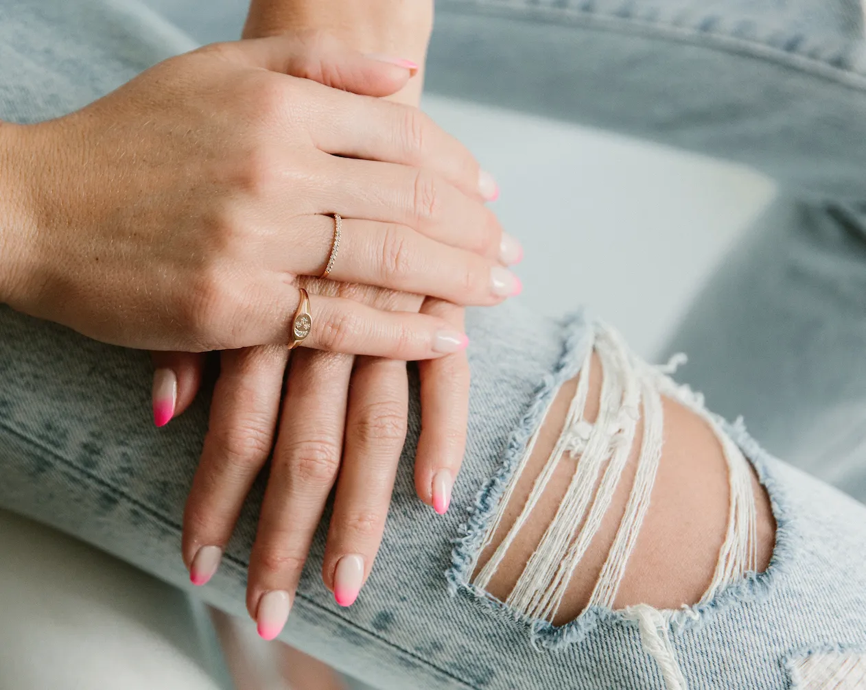 Moon & Star Diamond Signet Ring