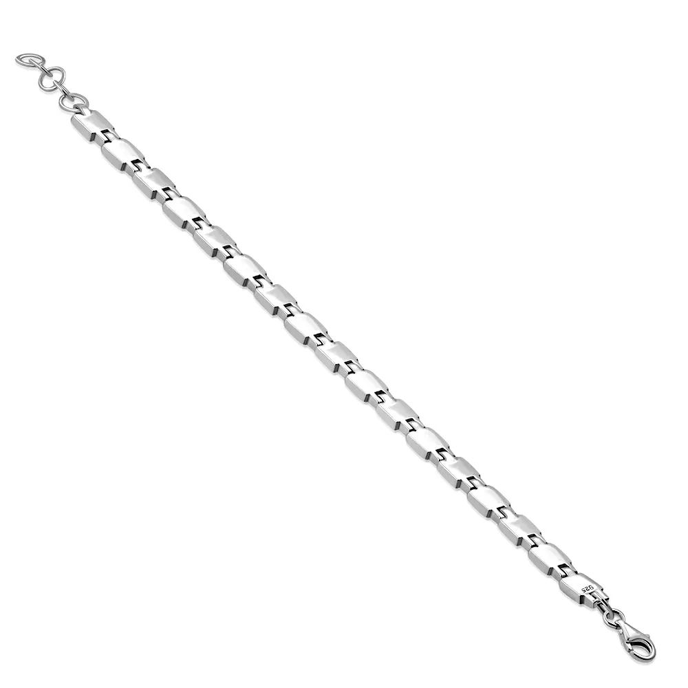 Mother of Pearl Small Square links Silver Bracelet
