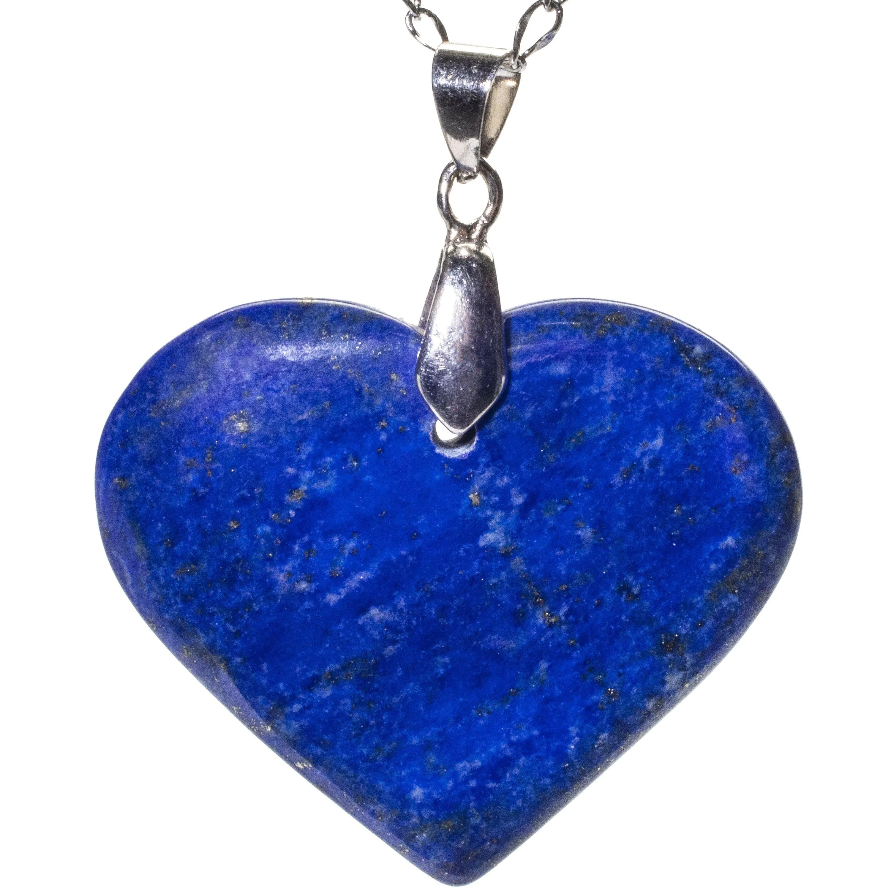 Natural Lapis Heart Hand-Carved Necklace on Chain