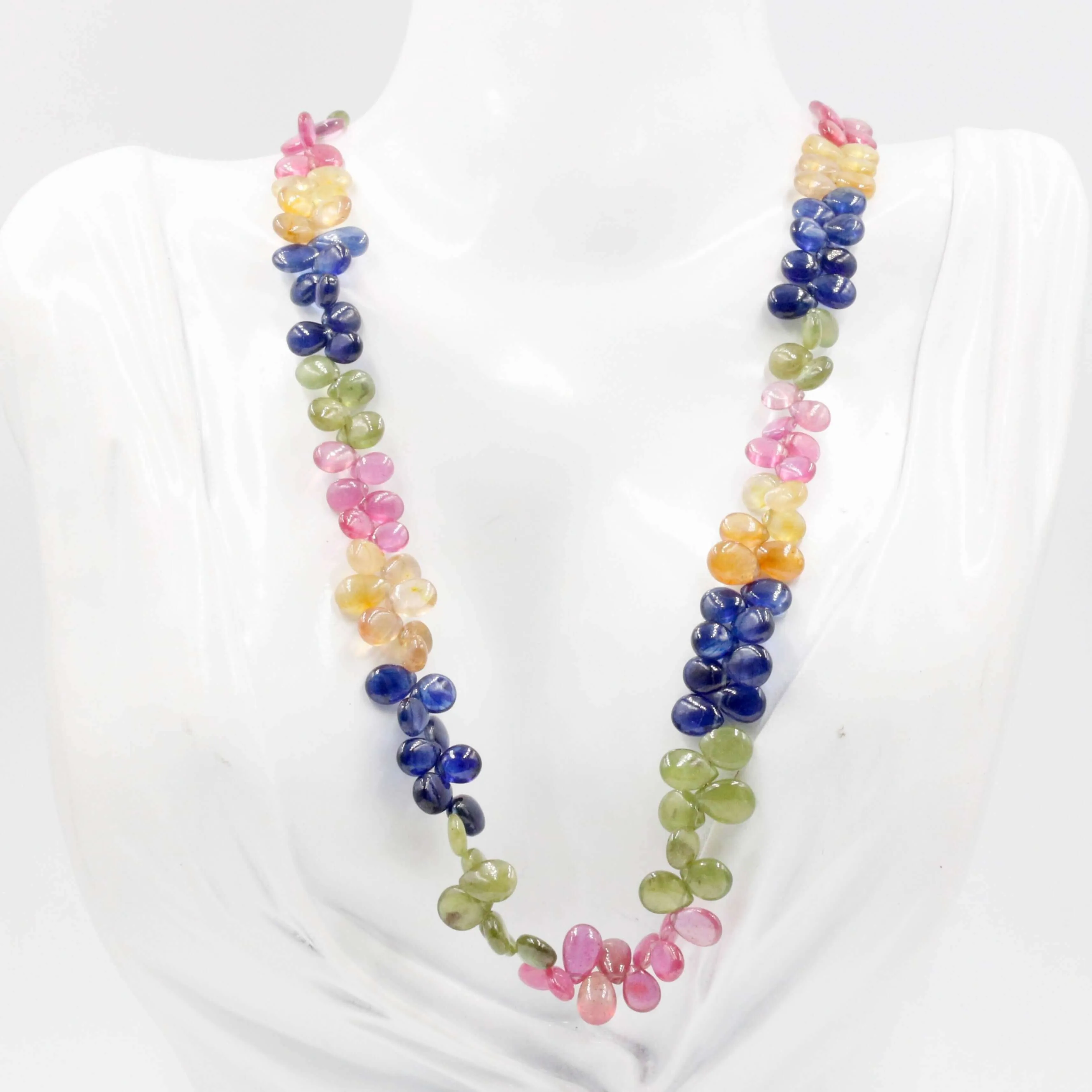 Natural Multi Color Sapphire and Ruby Necklace Sapphire And Ruby Beads Genuine Sapphire and Ruby Beaded Gemstone Necklace SKU: 6142953