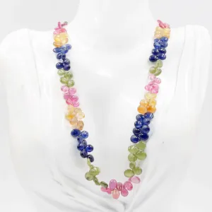 Natural Multi Color Sapphire and Ruby Necklace Sapphire And Ruby Beads Genuine Sapphire and Ruby Beaded Gemstone Necklace SKU: 6142953