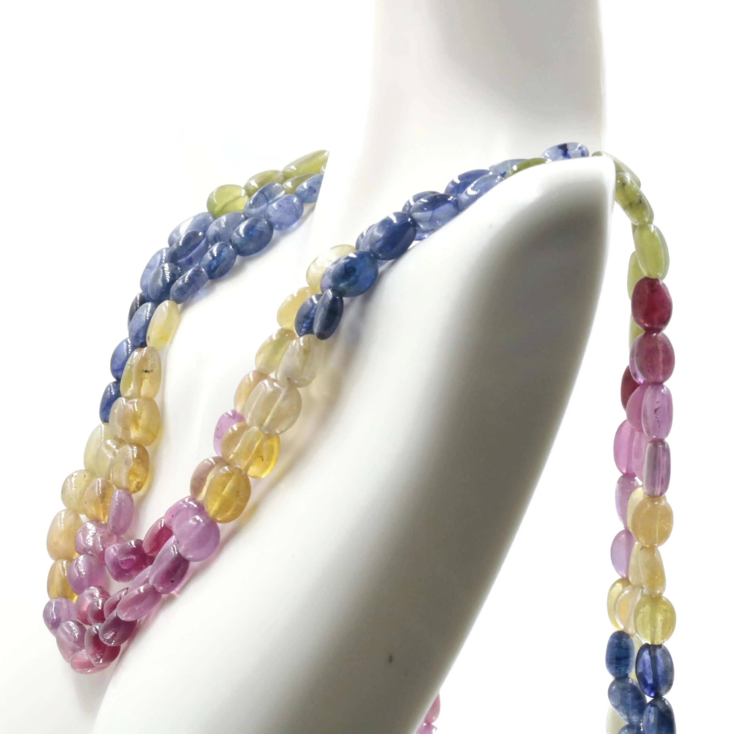 Natural Ruby and Sapphire Beaded Necklace Gemstone Necklace September Birthstone July Birthstone Necklace Yellow Sapphire Green Sapphire SKU 6142680