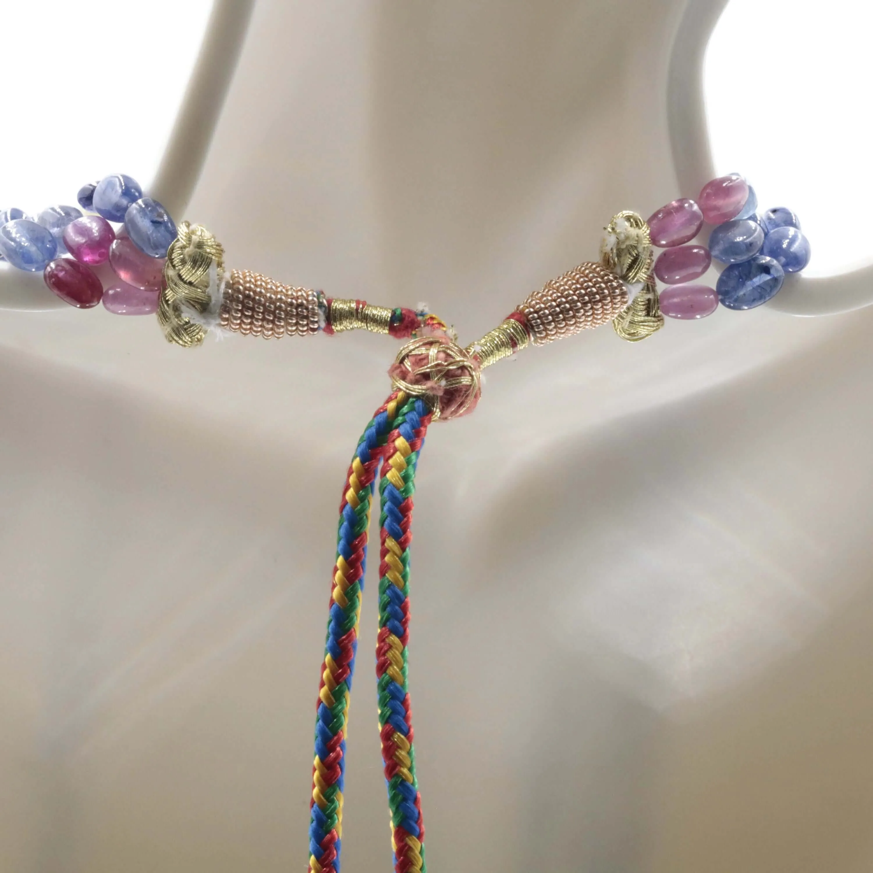 Natural Ruby and Sapphire Beaded Necklace Gemstone Necklace September Birthstone July Birthstone Necklace Yellow Sapphire Green Sapphire SKU 6142680