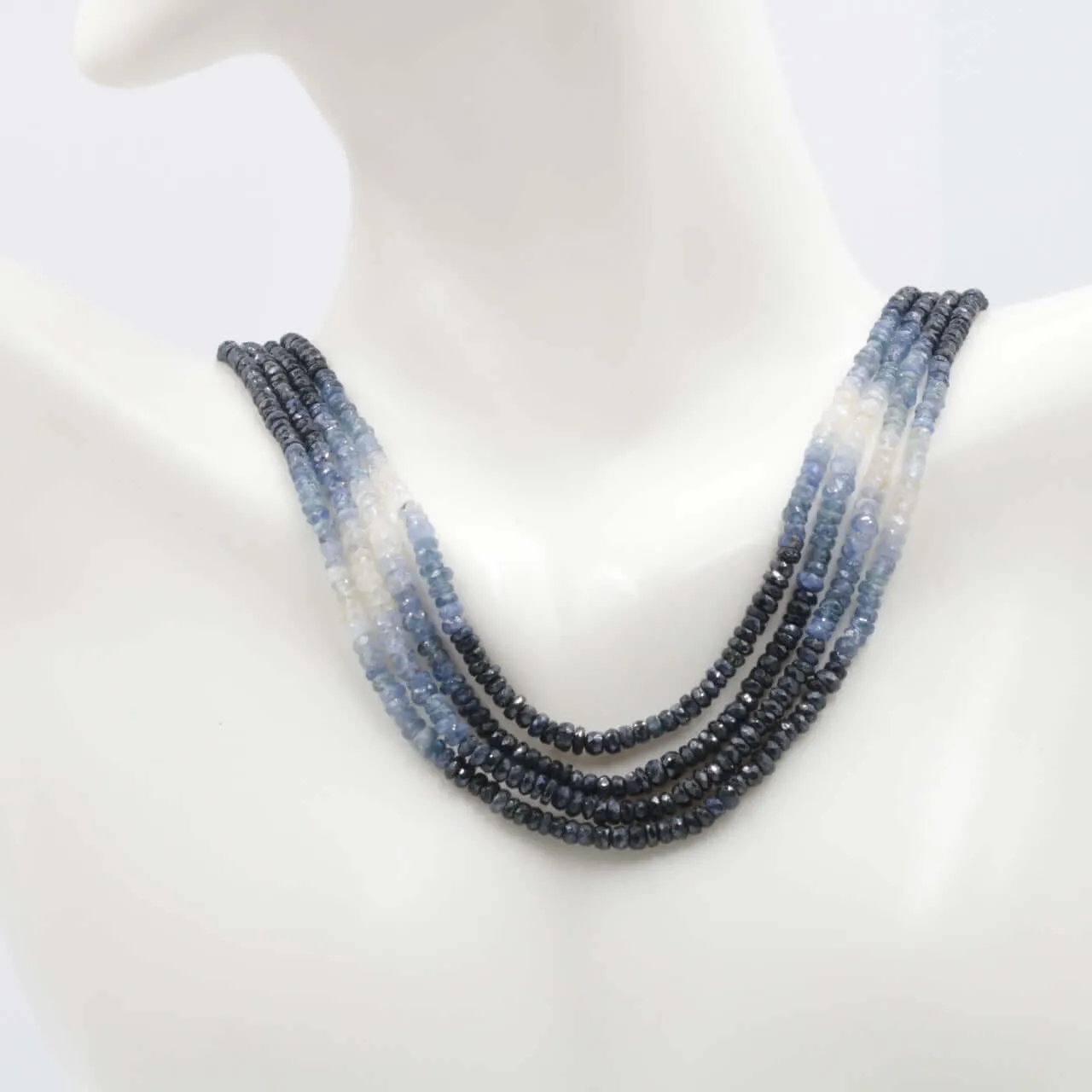 Natural Sapphire Shaded gemstone Necklace 16-22 Inches Adjustable Jewelry Sapphire Shaded RD Necklace Sapphire Beads SKU: 6142598, 6142598-1