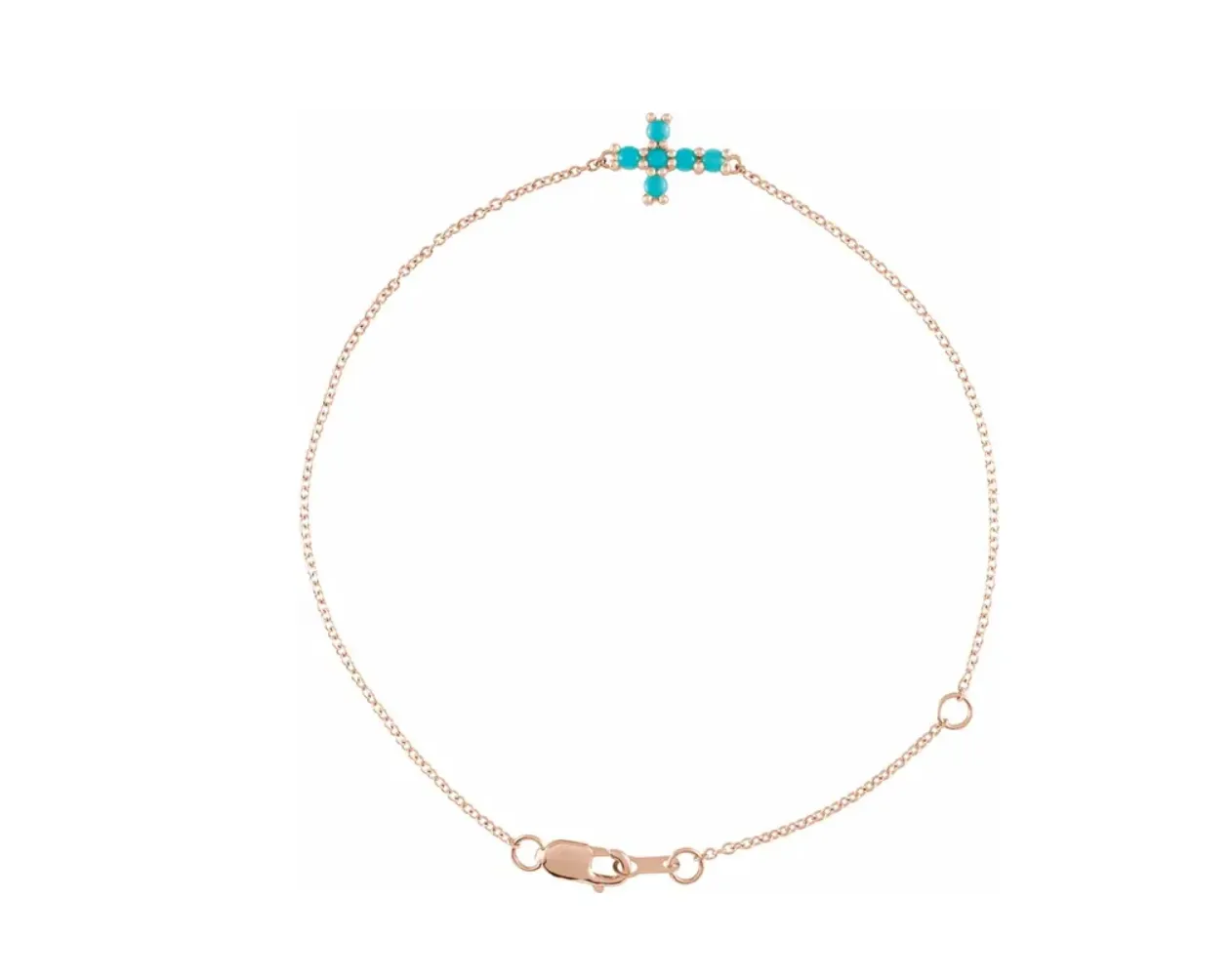 Natural Turquoise Sideways Cross Bracelet