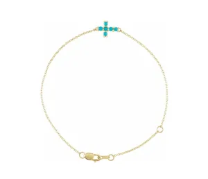 Natural Turquoise Sideways Cross Bracelet