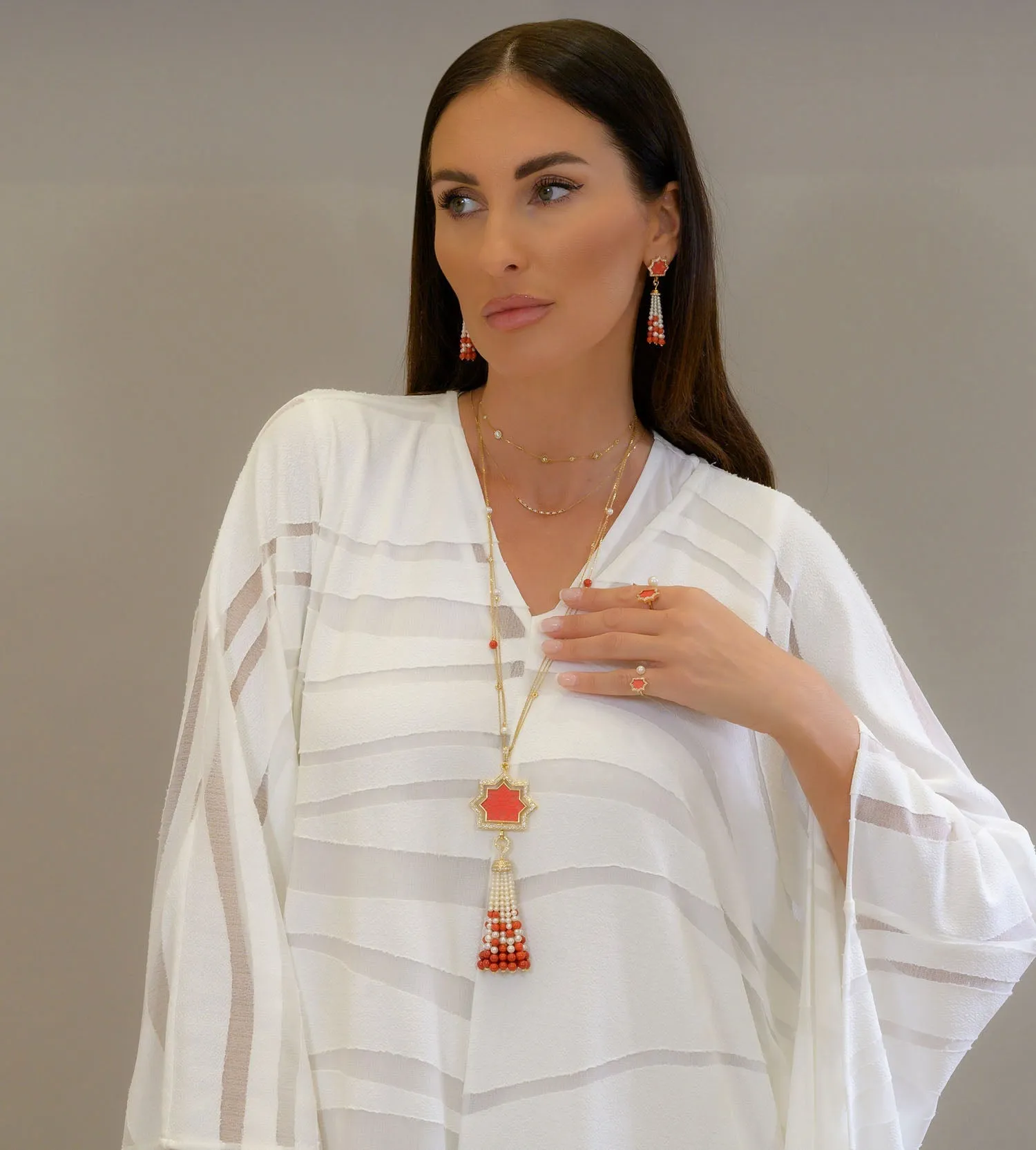 Noor Coral Sautoir