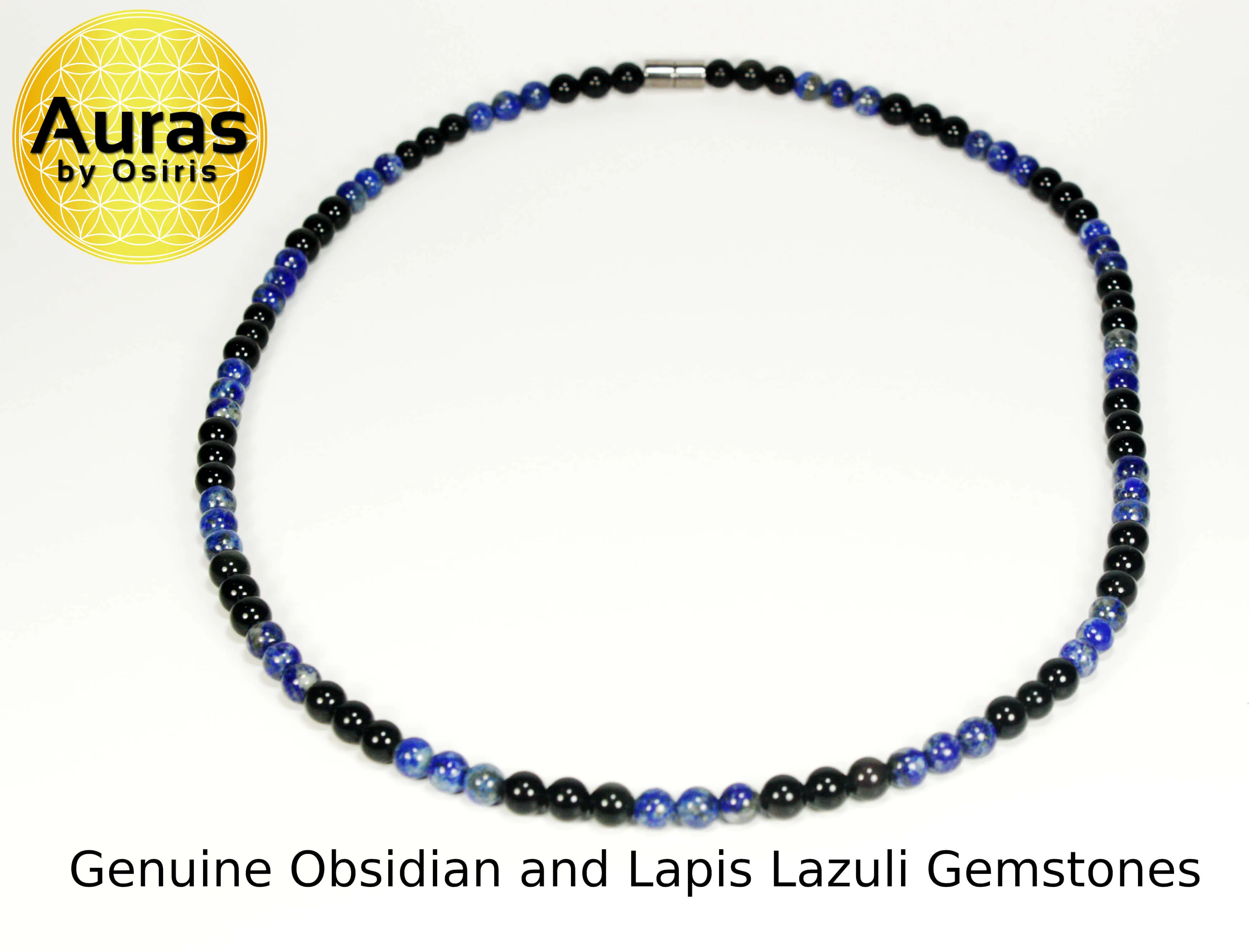 Obsidian & Lapis Lazuli Necklace 6mm