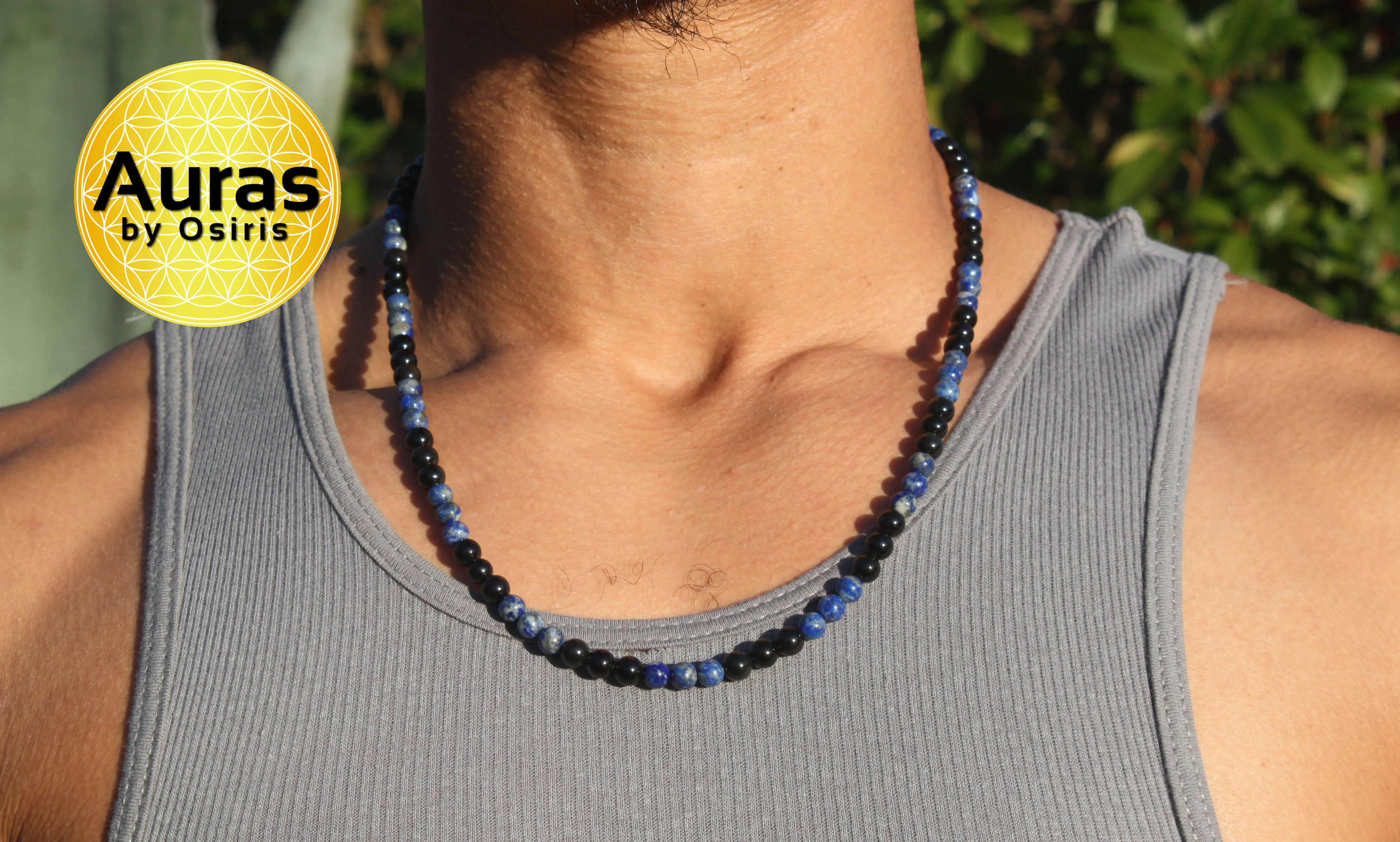 Obsidian & Lapis Lazuli Necklace 6mm